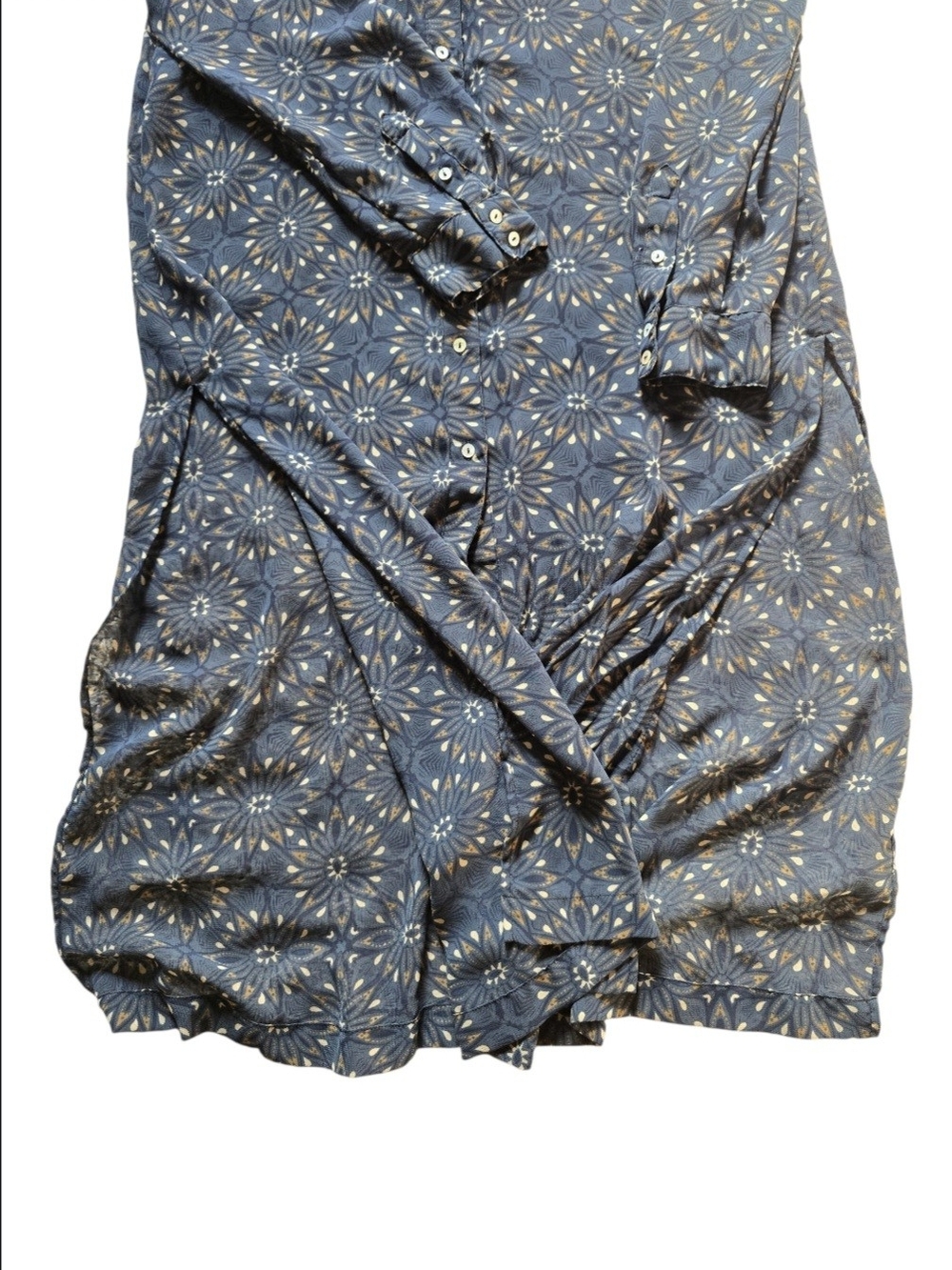 H&M Womens Semi Sheer Sunburst Printed Button-Front Cover Up Duster - Picture 6 of 11